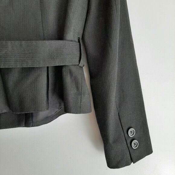 ZARA Belted Button Down Blazer Jacket Dark Gray Sz L - Picture 11 of 15